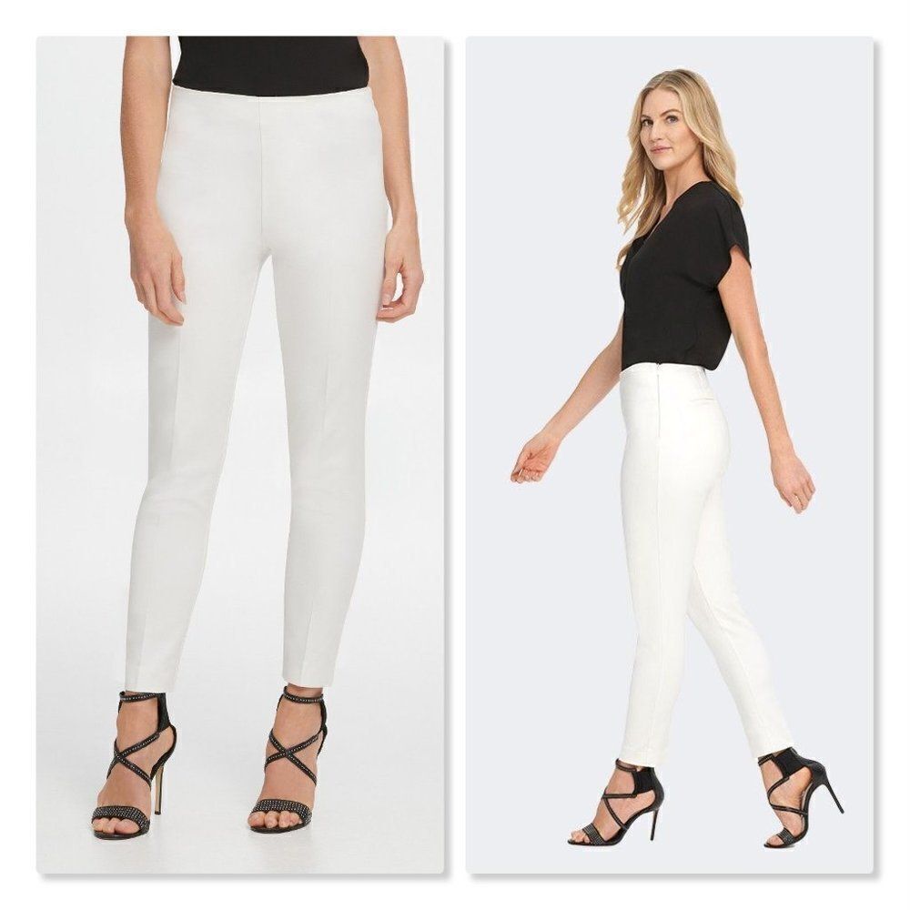 DKNY Straight Leg Ankle Pants in Ivory - NEW